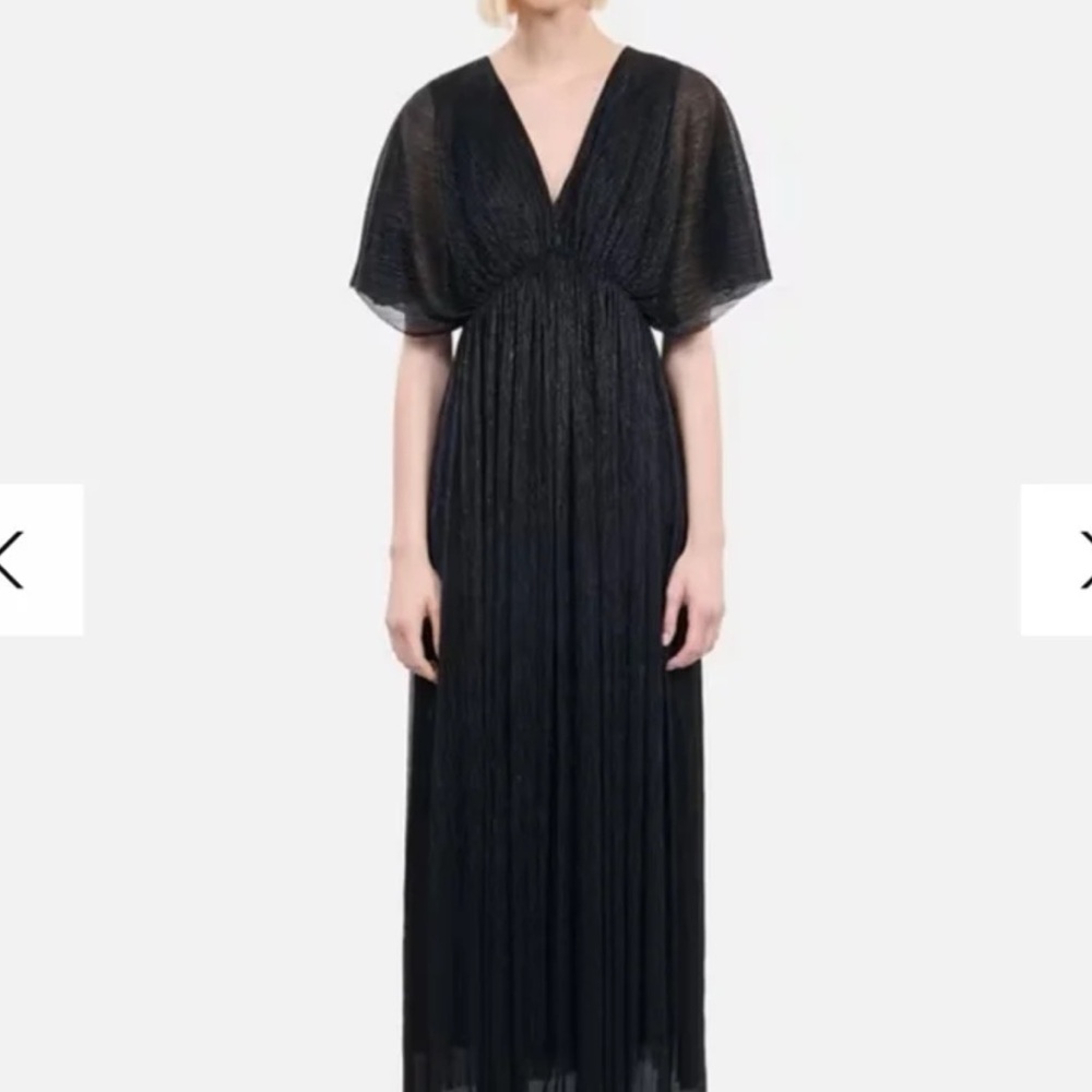 The Kooples Shimmering Black Maxi Lurex Jersey Dress in French 0 / US XS